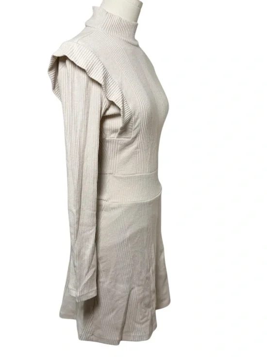 NWT Maeve by Anthropologie Strong Shoulder Ribbed Sweater Dress Ivory Size XXS - Picture 5 of 10